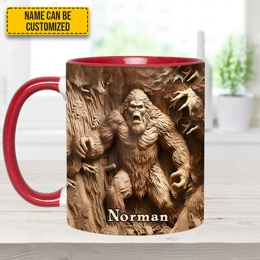 Bigfoot Sasquatch Print Forest Toile Funny - Personalized Accent Mug