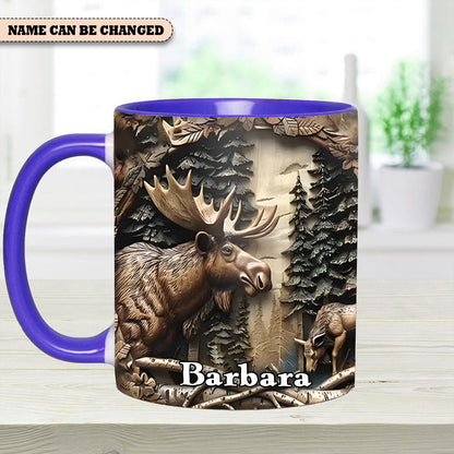 Vintage Moose Wreath Personalized Accent Mug – Rustic Gift for Mother’s Day & Nature Lovers