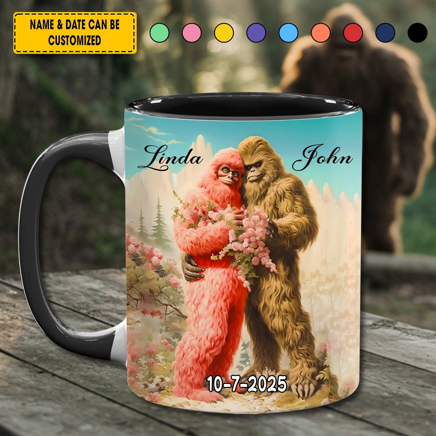 BigFoot Happy Birthday Lovers – Personalized Bigfoot Accent Mug