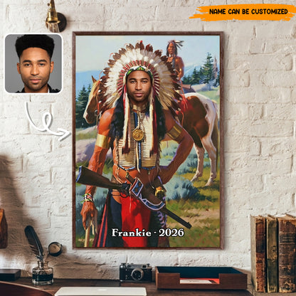 Custom Native American Chief Canvas Wall Art – Personalized Poster & Canvas Print for Men