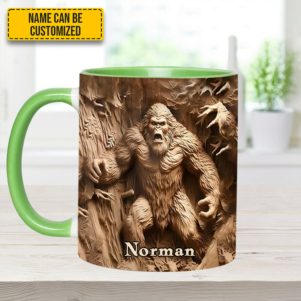 Bigfoot Sasquatch Print Forest Toile Funny - Personalized Accent Mug