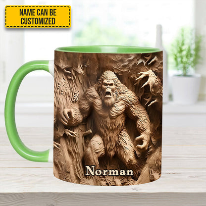 Bigfoot Sasquatch Print Forest Toile Funny - Personalized Accent Mug