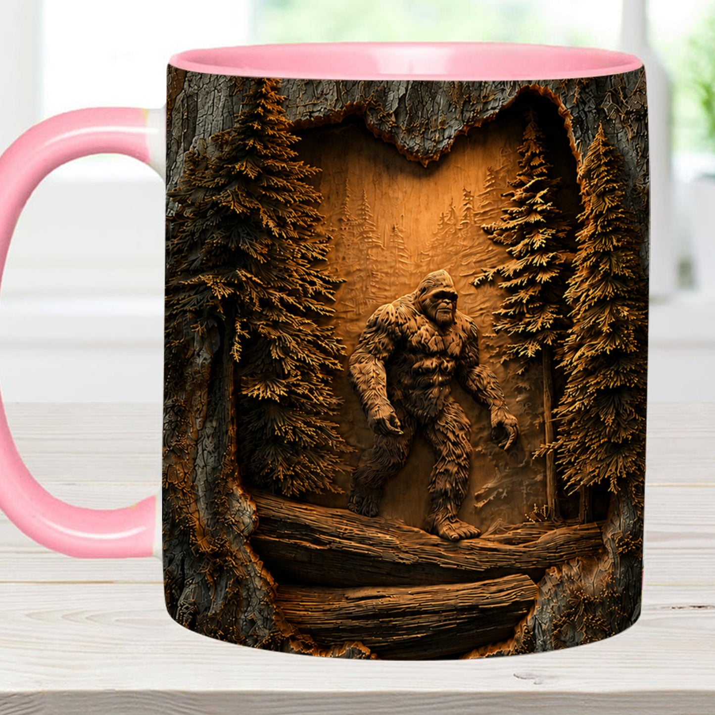 Personalized Sasquatch In The Woods Mug – Custom Name Wilderness Accent Mug