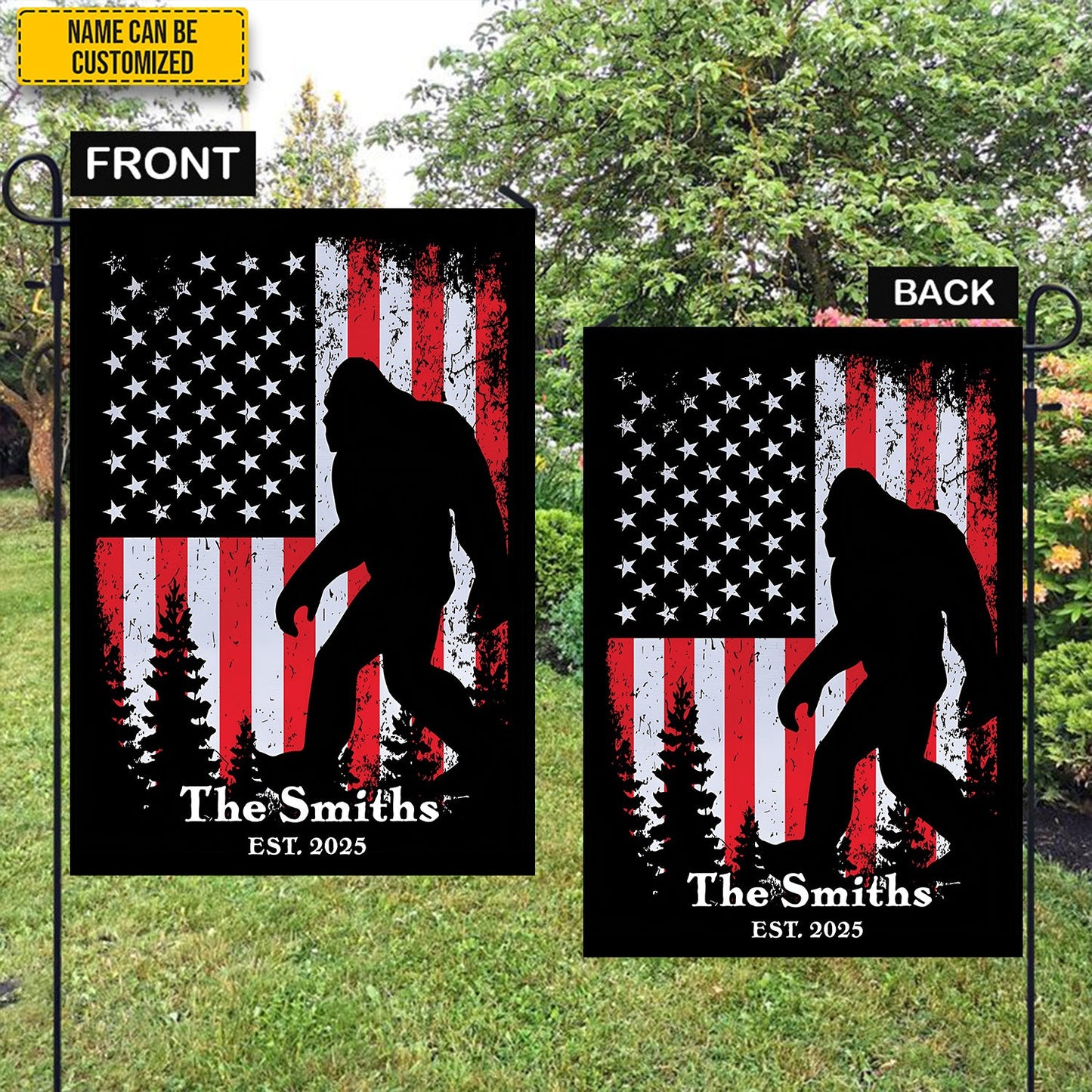 Personalized American Bigfoot Garden Flag, House Flag