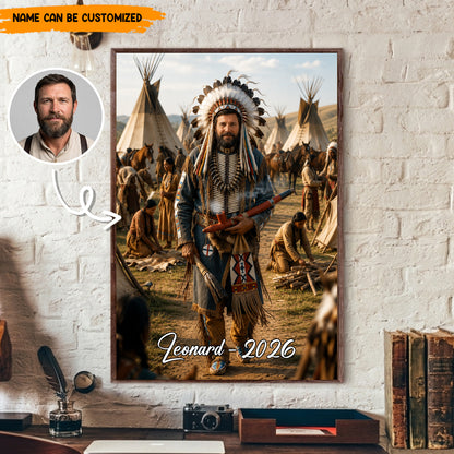 Customized Native American Warrior Portrait from Your Photo – Personalized Poster & Canvas