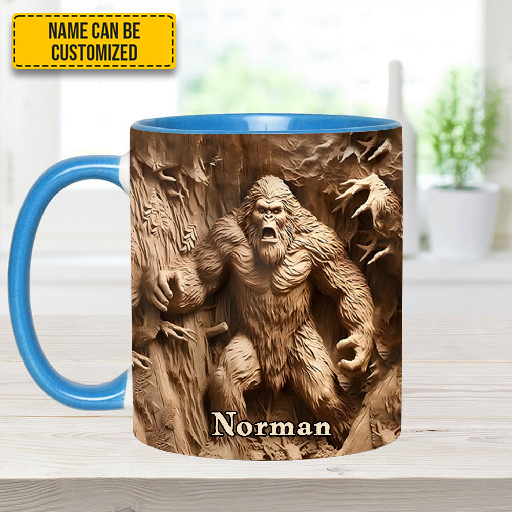 Bigfoot Sasquatch Print Forest Toile Funny - Personalized Accent Mug
