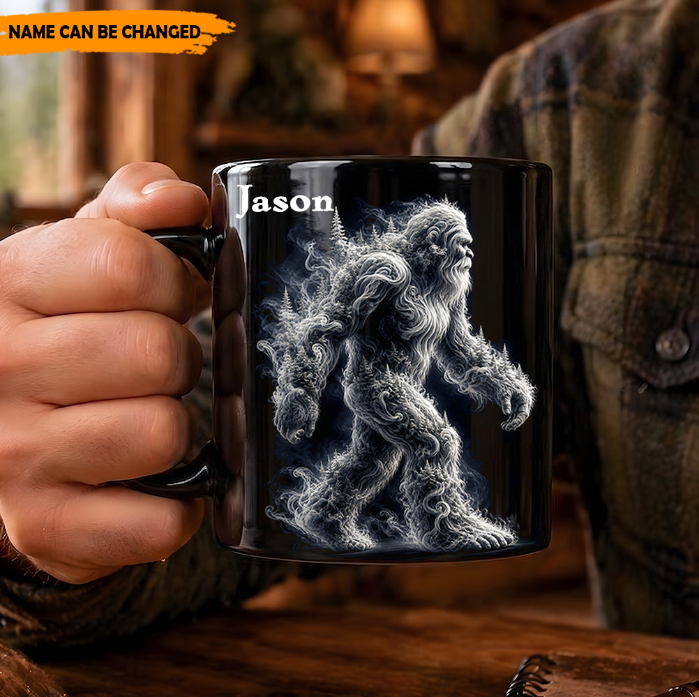 Spirit in the Smoke – Personalized Bigfoot Black Mug