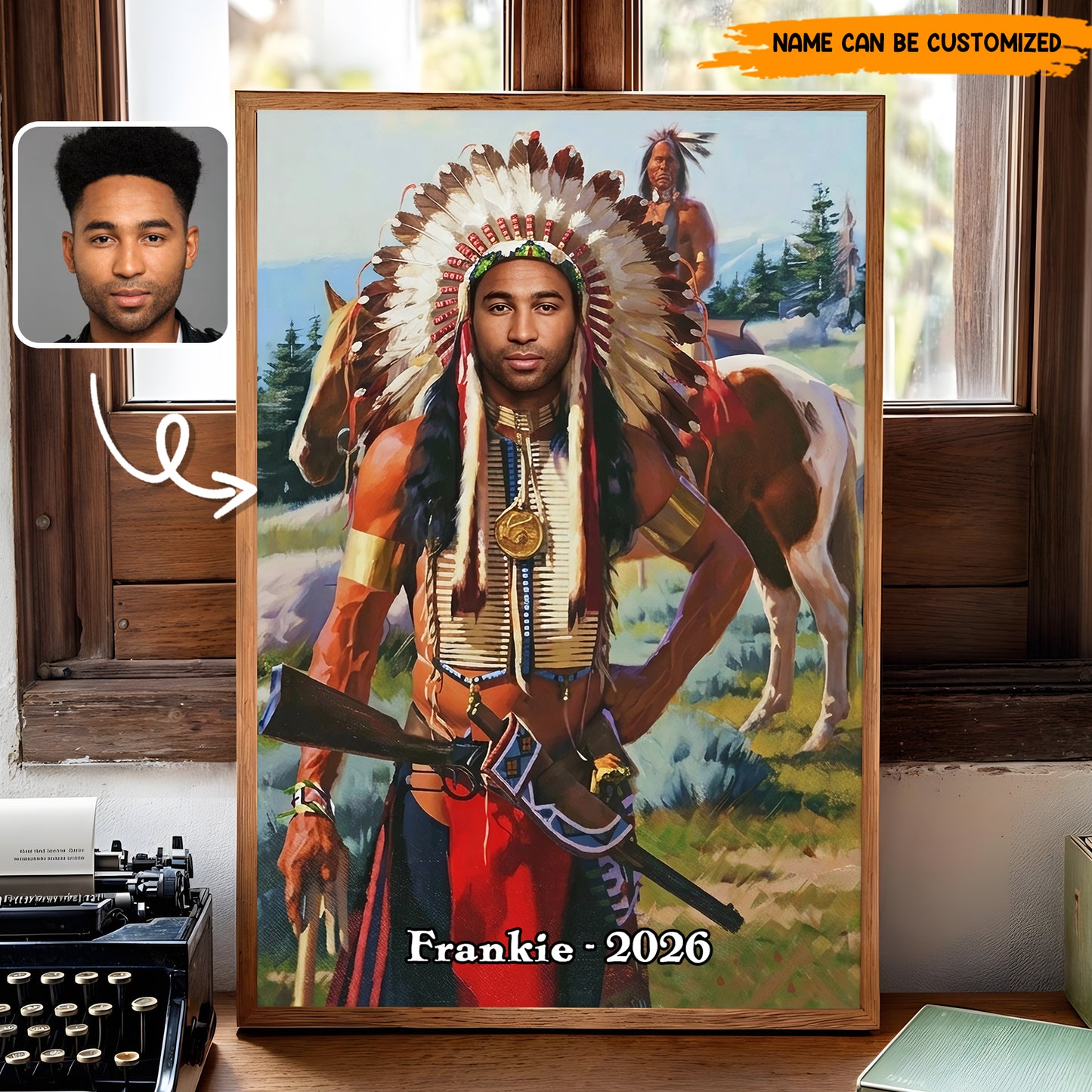 Custom Native American Chief Canvas Wall Art – Personalized Poster & Canvas Print for Men