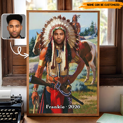 Custom Native American Chief Canvas Wall Art – Personalized Poster & Canvas Print for Men