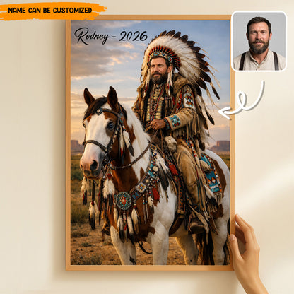 Custom Native American Portrait – Personalized Warrior Photo Poster & Canvas