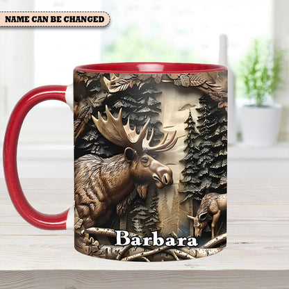 Vintage Moose Wreath Personalized Accent Mug – Rustic Gift for Mother’s Day & Nature Lovers