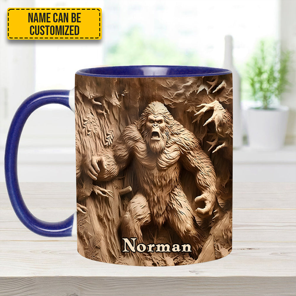 Bigfoot Sasquatch Print Forest Toile Funny - Personalized Accent Mug