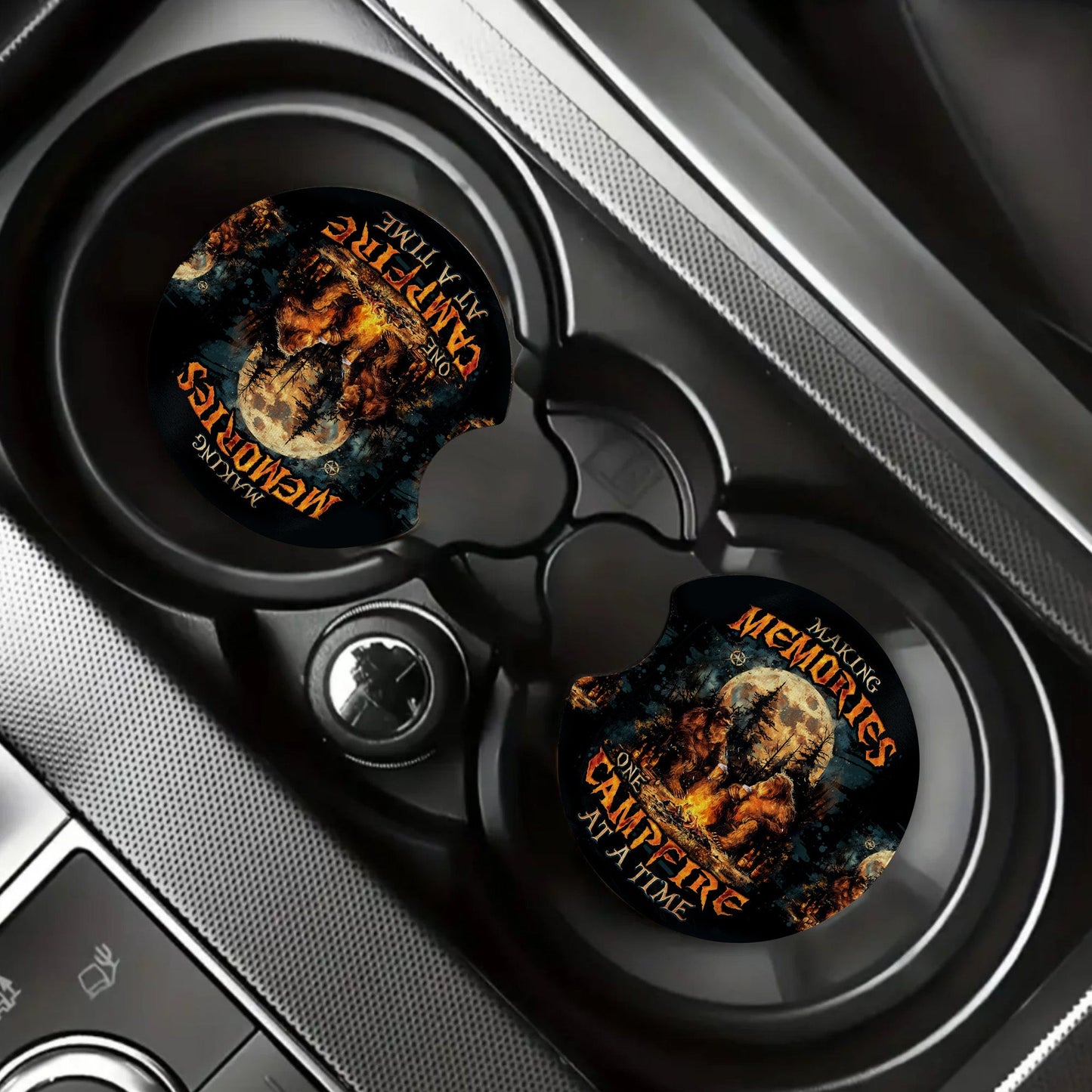 Marking Memories One Campfire Bigfoot Car Coaster