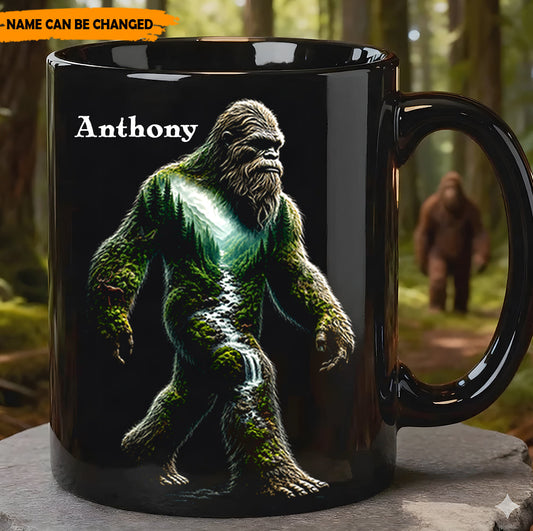 Forest Guardian – Personalized Bigfoot Black Mug