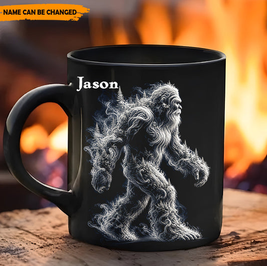 Spirit in the Smoke – Personalized Bigfoot Black Mug