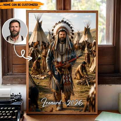 Customized Native American Warrior Portrait from Your Photo – Personalized Poster & Canvas