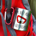 I’m Just Here To Get Belayed – Funny Rock Climbing Carabiner Mug