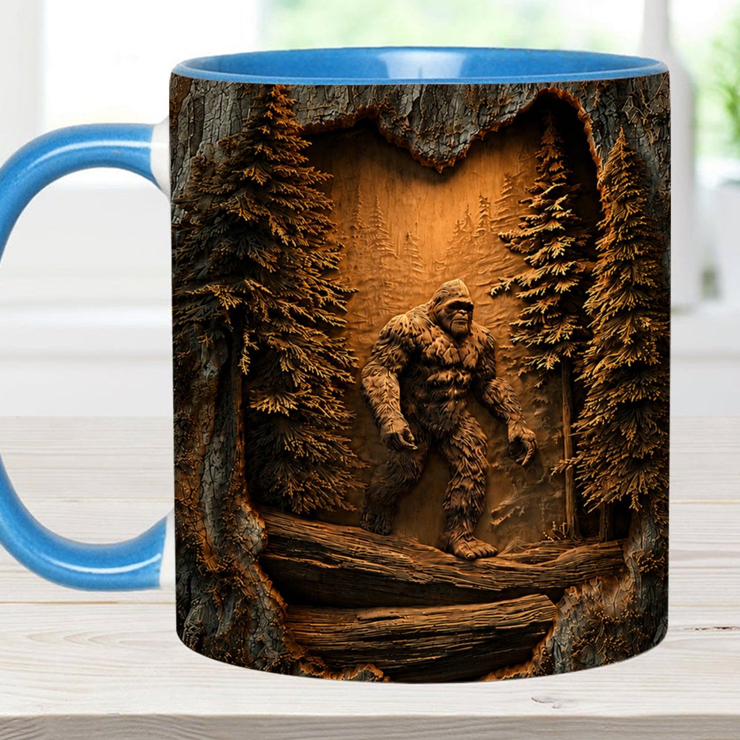 Personalized Sasquatch In The Woods Mug – Custom Name Wilderness Accent Mug