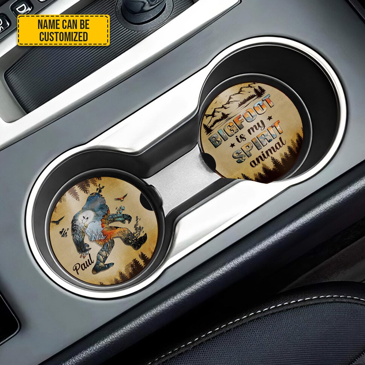 Personalized Bigfoot Spirit Animal Car Coaster