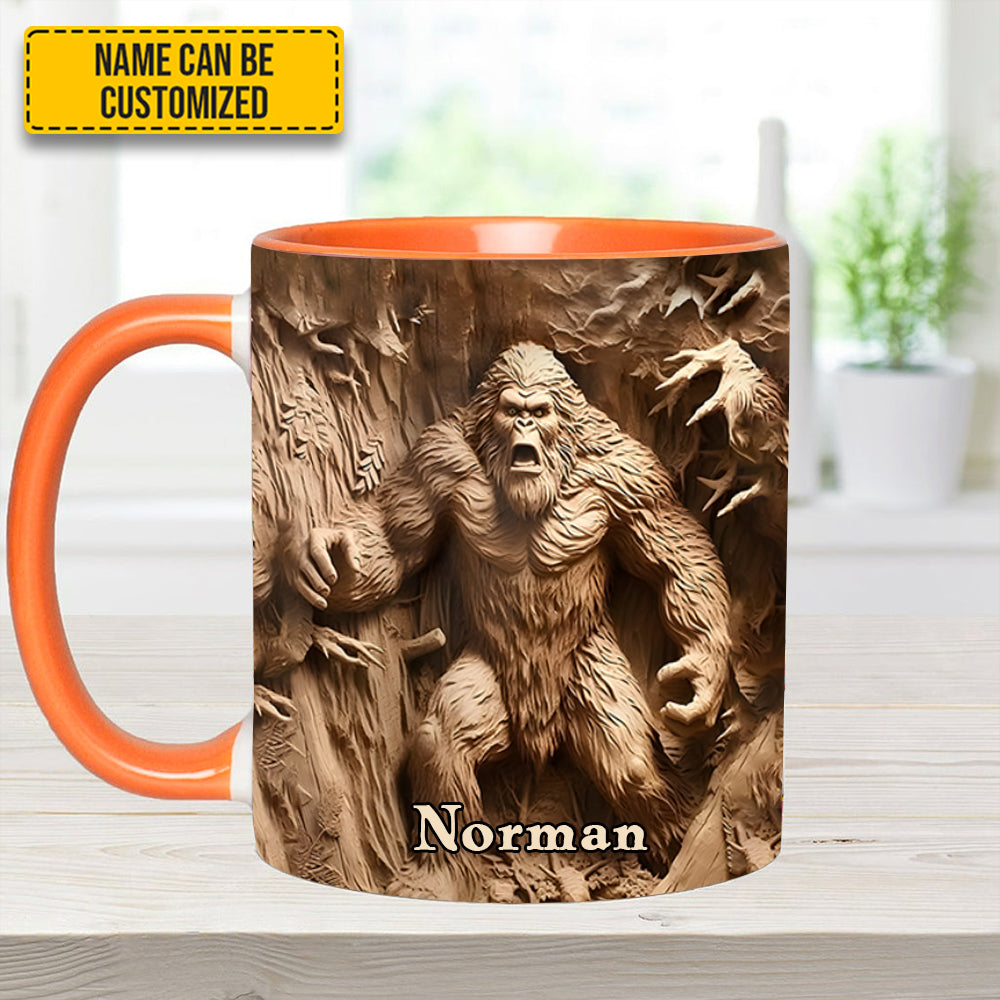Bigfoot Sasquatch Print Forest Toile Funny - Personalized Accent Mug