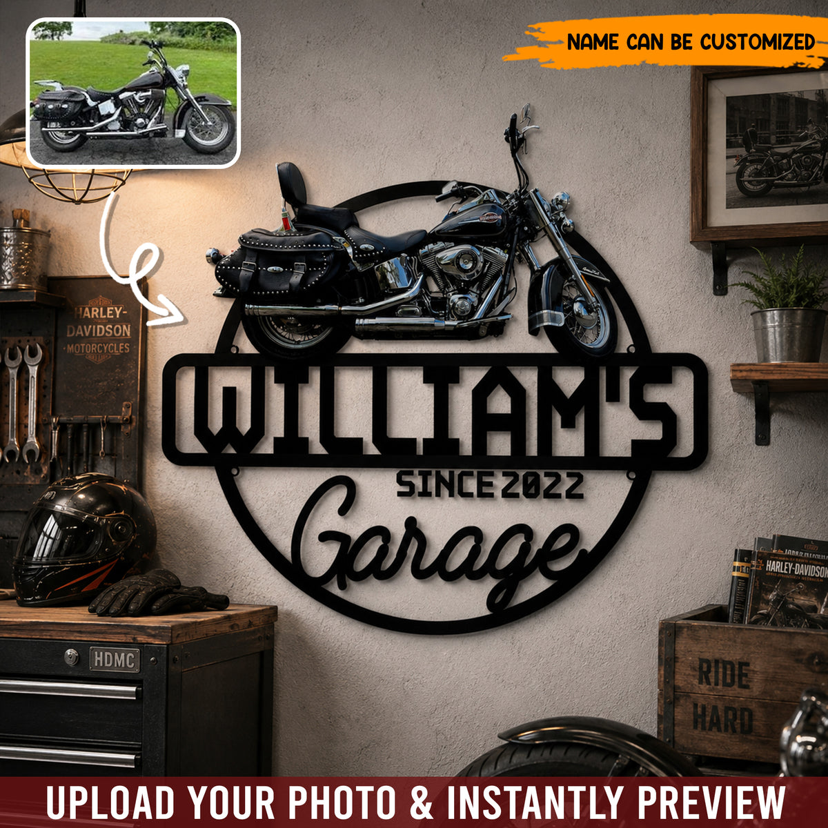 My Motorcycle Garage – Personalized Custom Photo Metal Sign