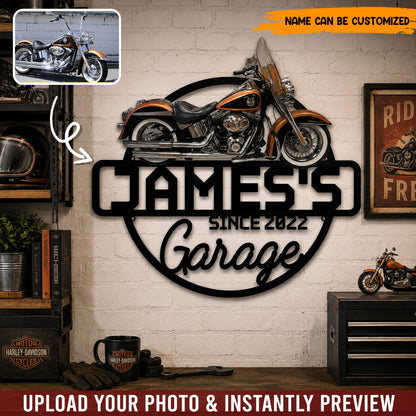 My Motorcycle Garage – Personalized Custom Photo Metal Sign