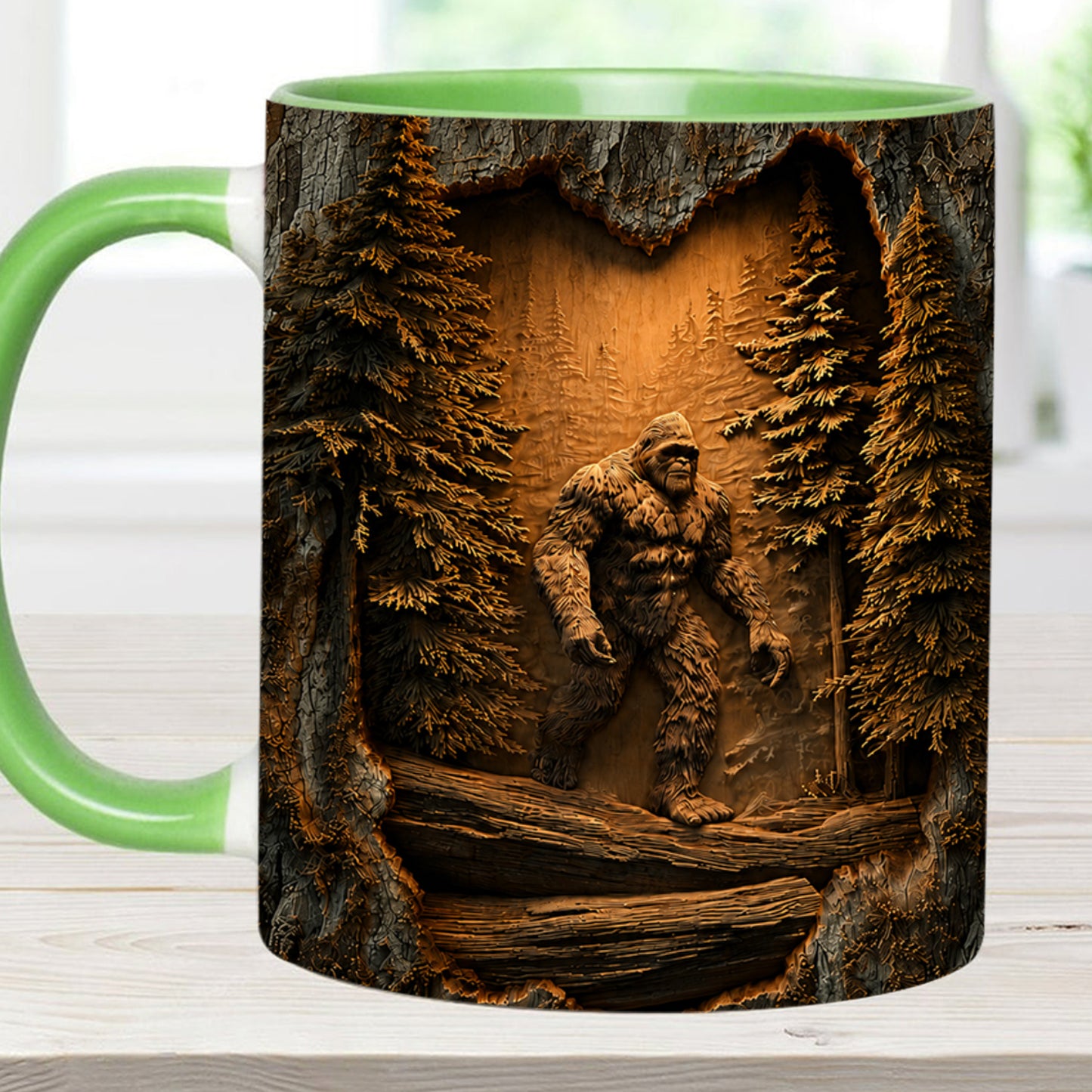 Personalized Sasquatch In The Woods Mug – Custom Name Wilderness Accent Mug