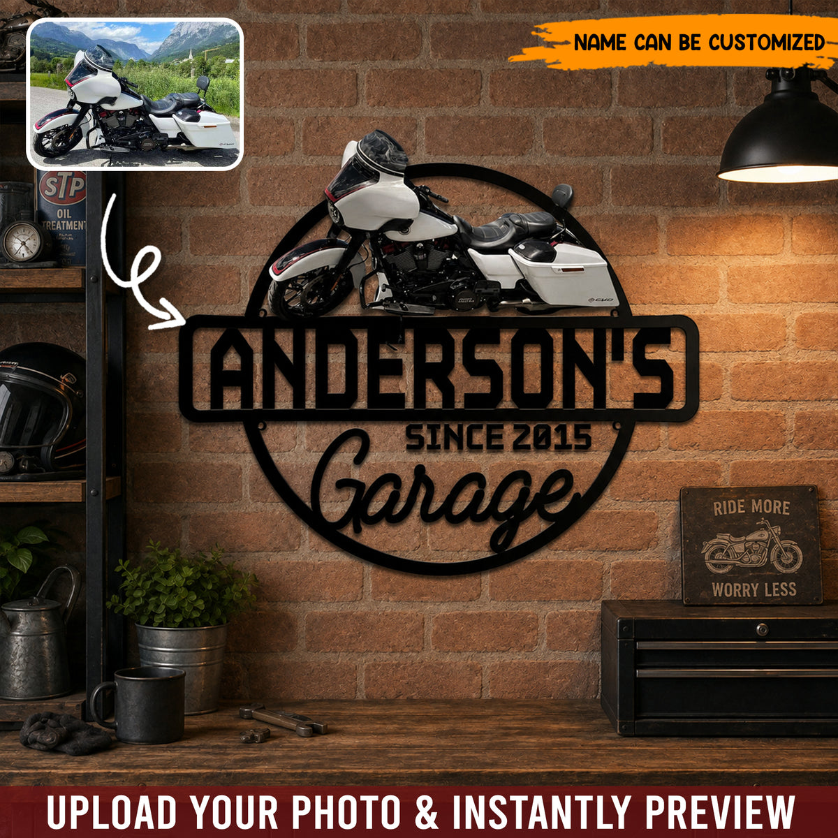 My Motorcycle Garage – Personalized Custom Photo Metal Sign
