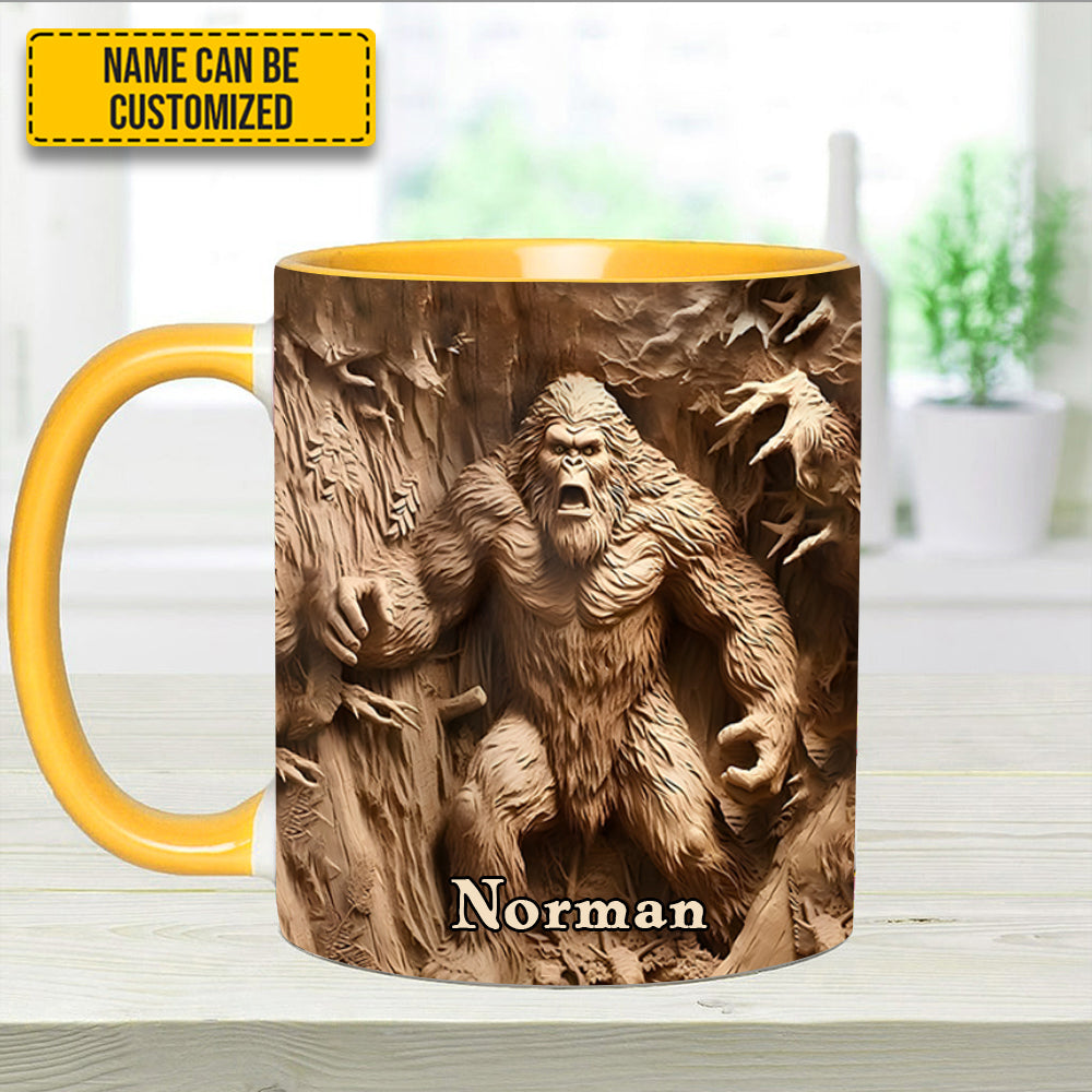 Bigfoot Sasquatch Print Forest Toile Funny - Personalized Accent Mug