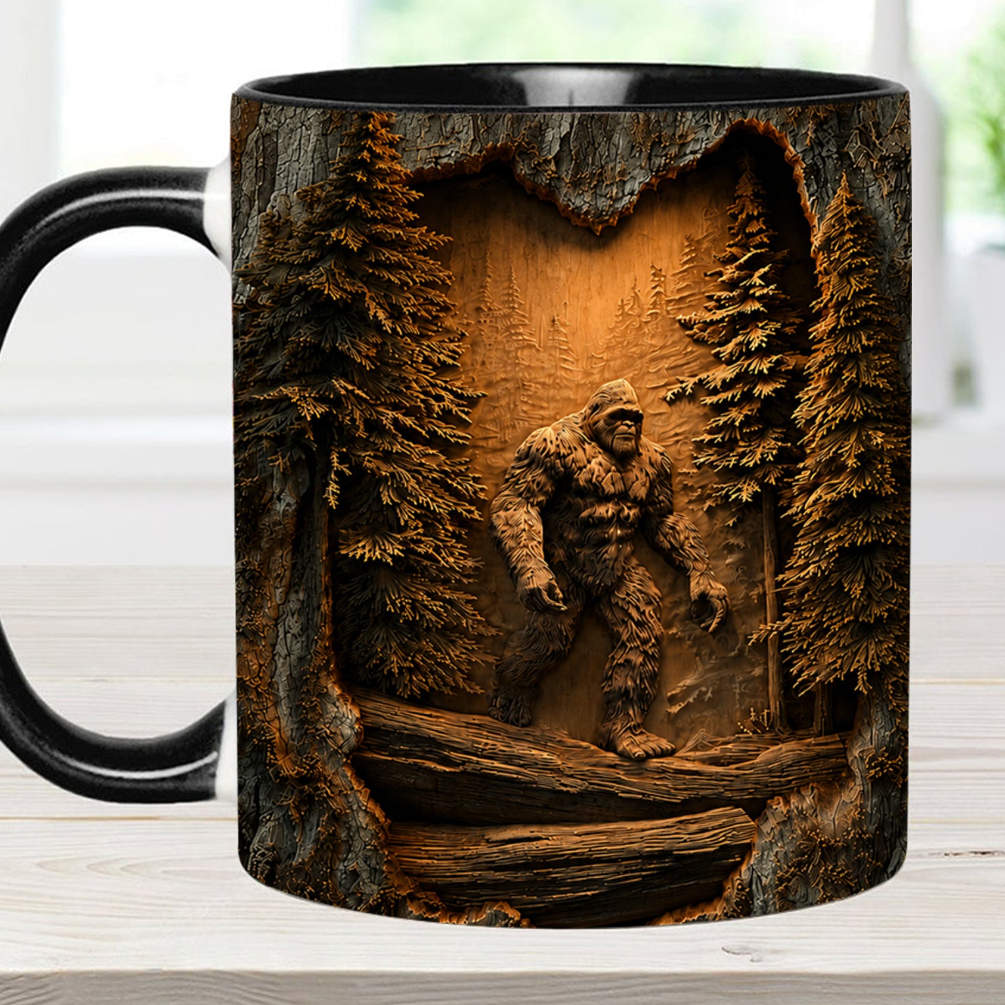 Personalized Sasquatch In The Woods Mug – Custom Name Wilderness Accent Mug