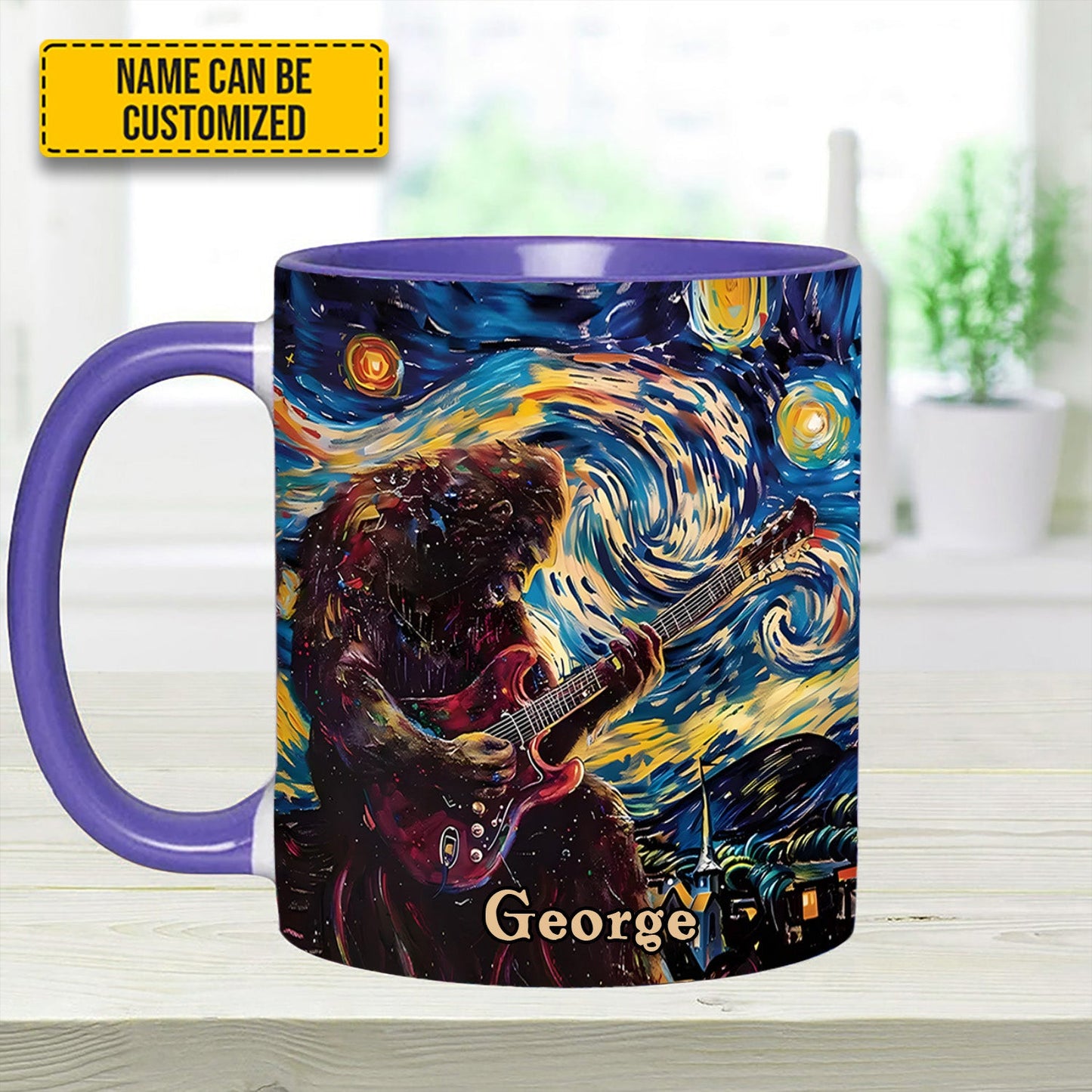 Bigfoot Sasquatch Print Forest Toile Funny Accent Mug