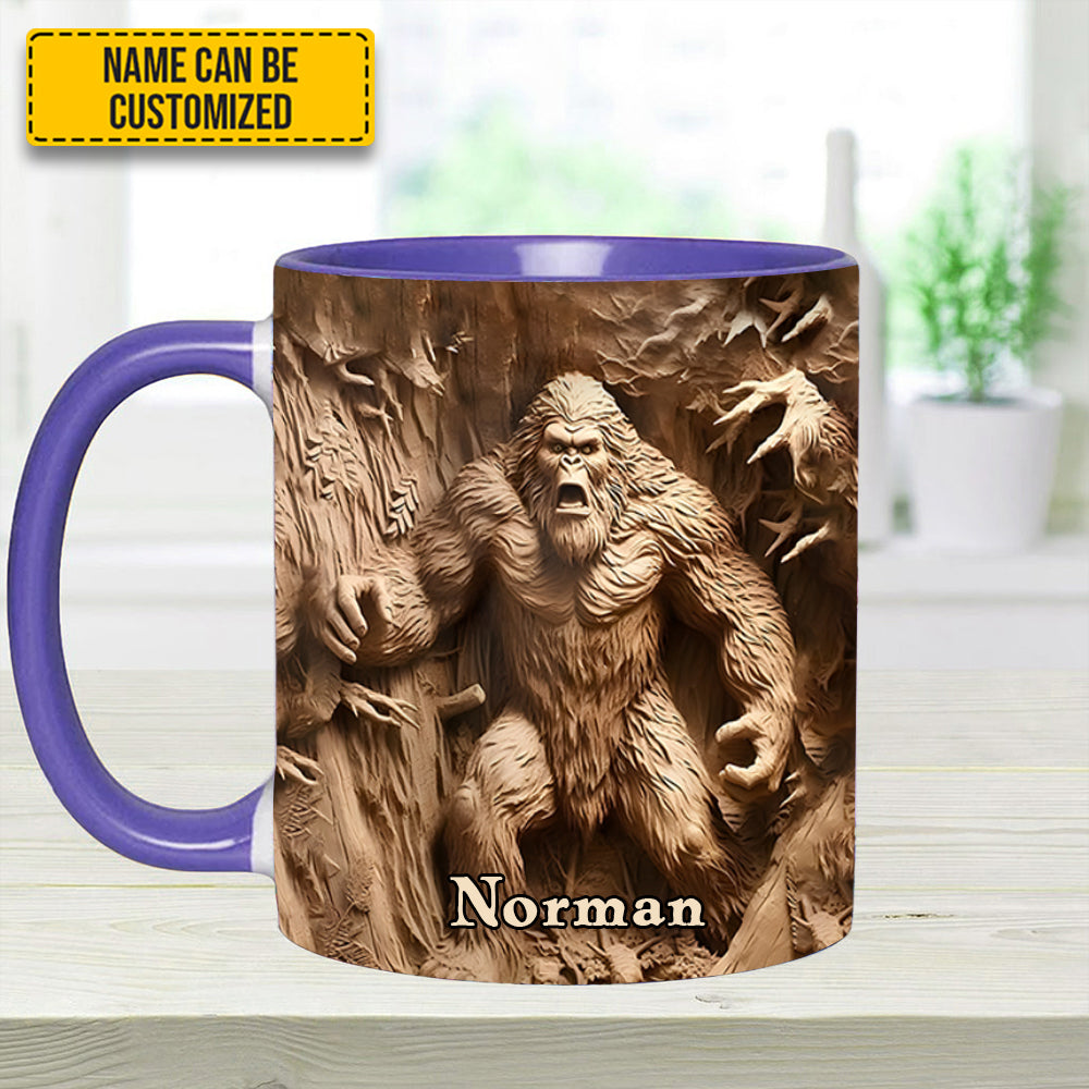Bigfoot Sasquatch Print Forest Toile Funny - Personalized Accent Mug