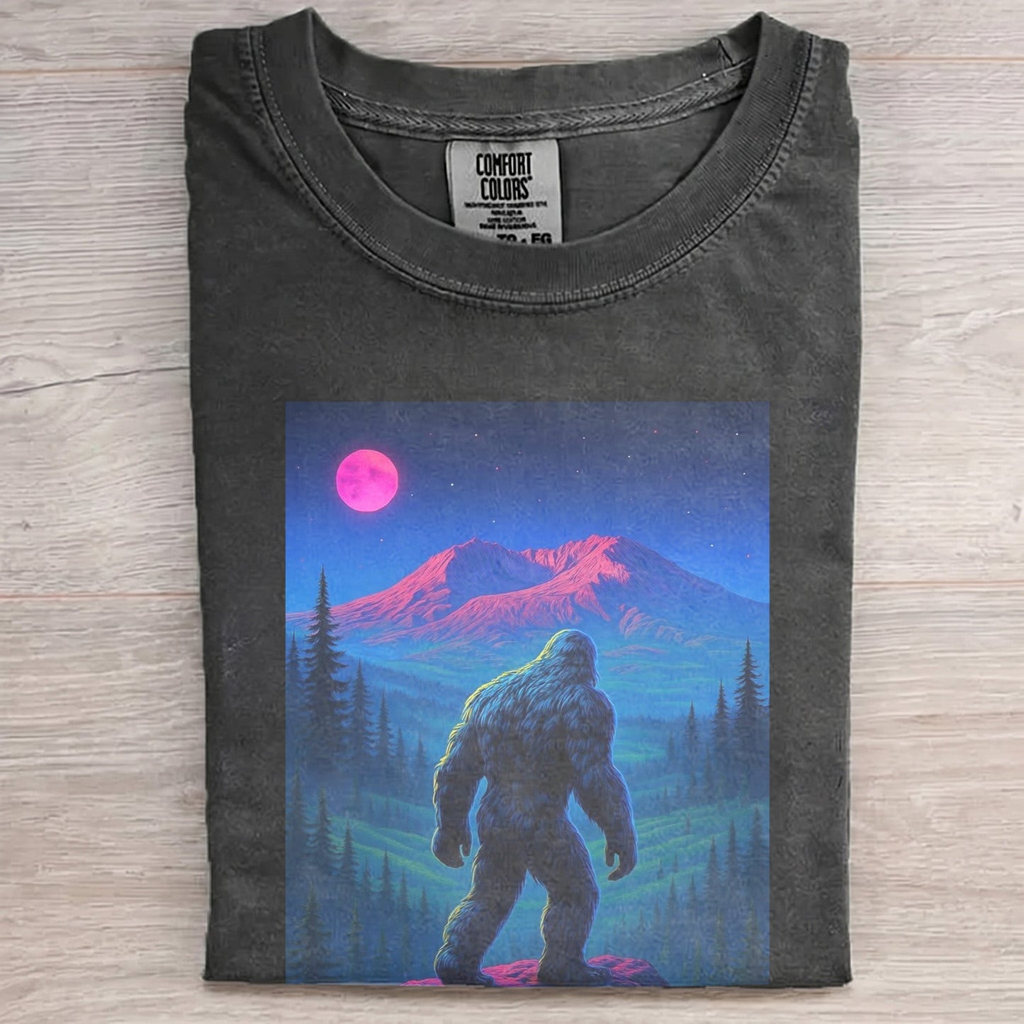 Midnight Wanderer – Retro Neon Bigfoot Shirt