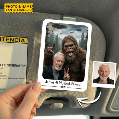Personalized Bigfoot Photo Car Visor Clip – Funny Gift for Bigfoot Lovers