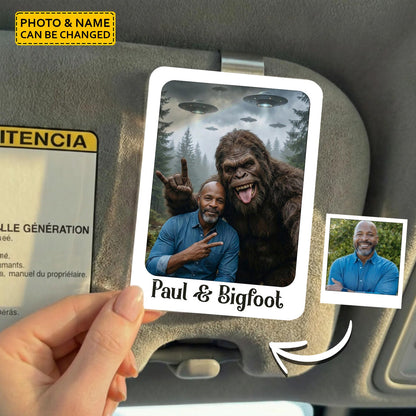 Personalized Bigfoot Photo Car Visor Clip – Funny Gift for Bigfoot Lovers