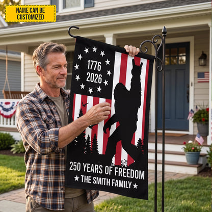 Personalized Bigfoot American Freedom Garden Flag