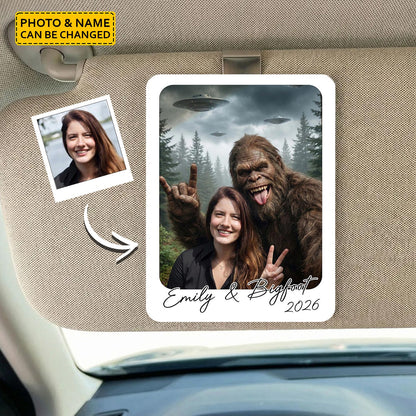 Personalized Bigfoot Photo Car Visor Clip – Funny Gift for Bigfoot Lovers
