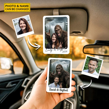 Personalized Bigfoot Photo Car Visor Clip – Funny Gift for Bigfoot Lovers