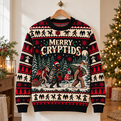 Merry Cryptids – Cryptid Creatures Ugly Christmas Sweater
