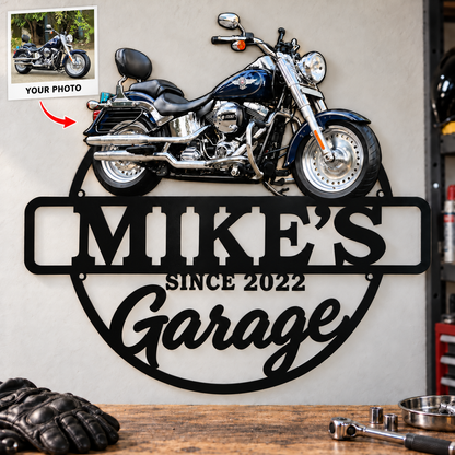 My Pride & Joy – Personalized Motorcycle Photo, Name & Year Garage Metal Sign