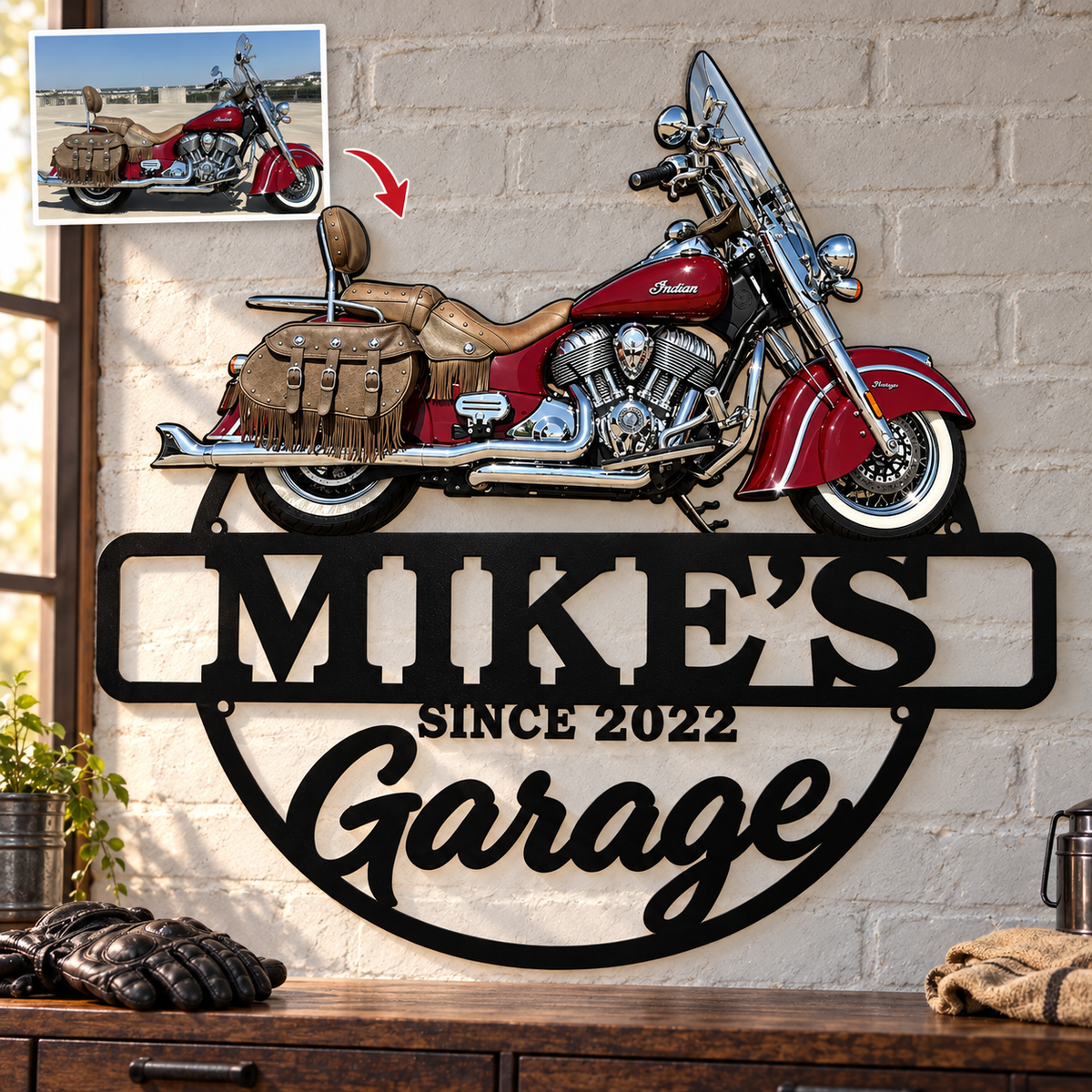 My Pride & Joy – Personalized Motorcycle Photo, Name & Year Garage Metal Sign