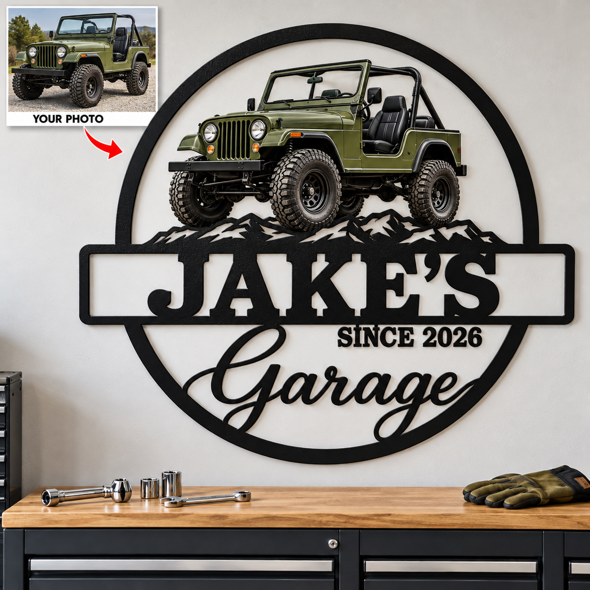 Off-Road Pride & Memories – Personalized Off-Road Vehicle Photo, Name & Year Garage Metal Sign