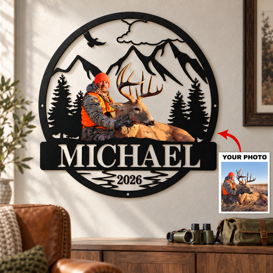 Proud Hunting Memories – Personalized Hunting Photo & Name Metal Sign