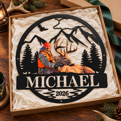 Proud Hunting Memories – Personalized Hunting Photo & Name Metal Sign