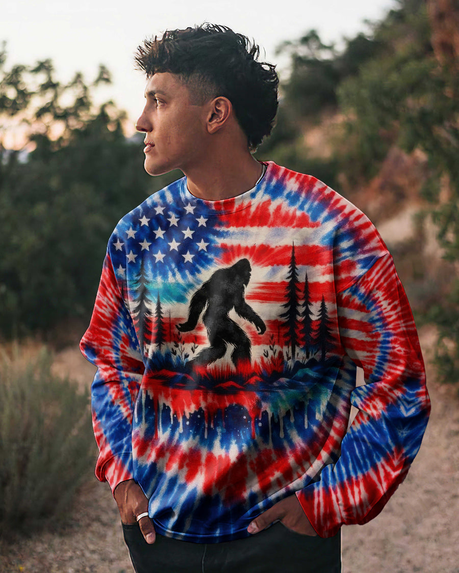 BIGFOOT FLAG RED WHITE & BLUE SWIRL ALL OVER PRINT SHIRT