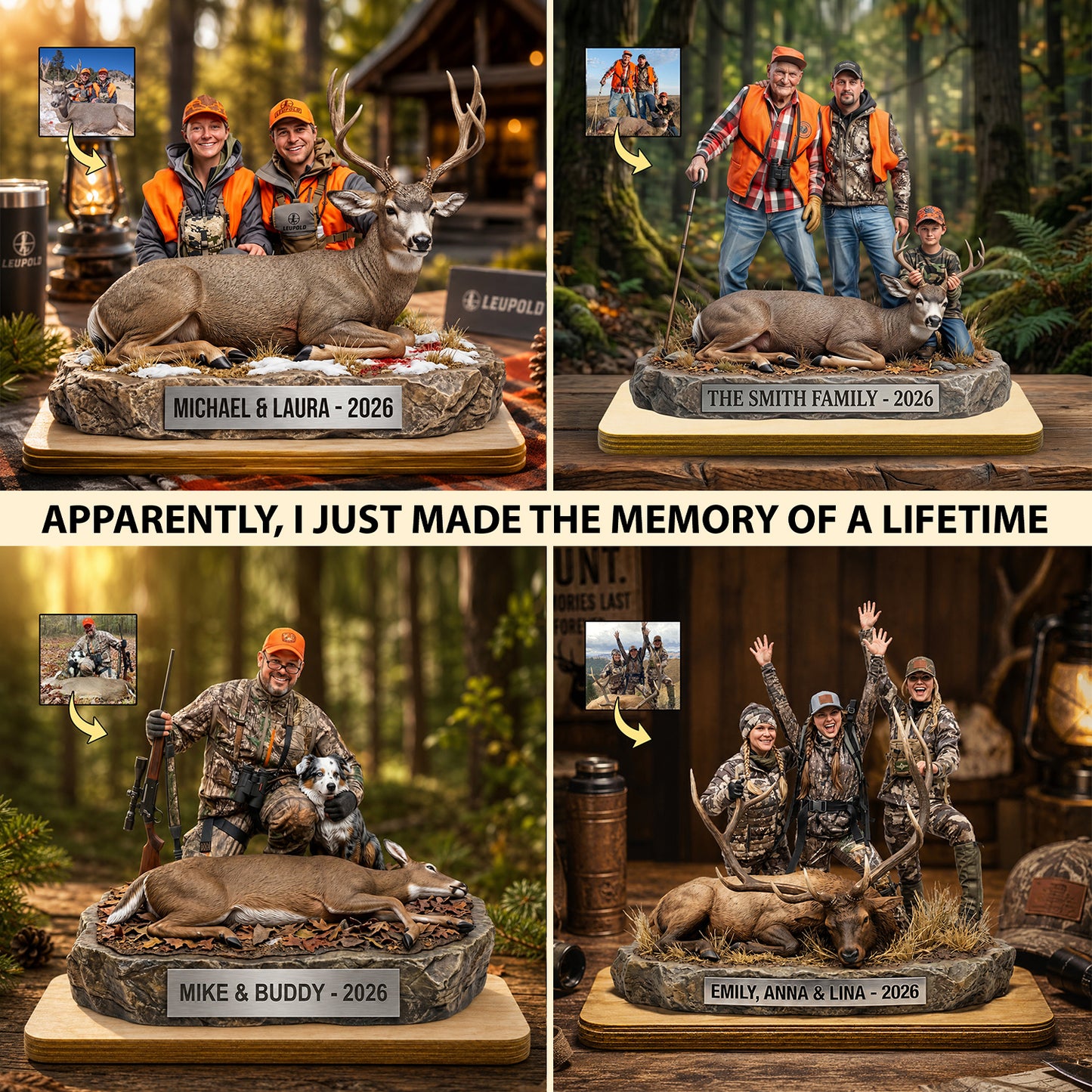 "Custom Hunter & Trophy Replica" – Personalized Wooden Plaque