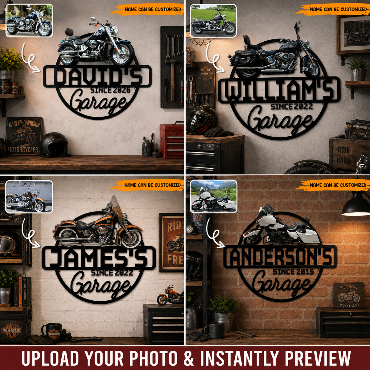 My Motorcycle Garage – Personalized Custom Photo Metal Sign