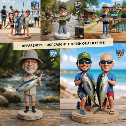 Catch Of A Lifetime – Personalized Fishing Photo Big Head Caricature Acrylic Plaque
