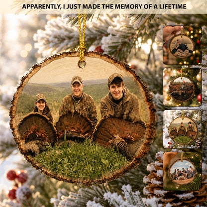 Custom Hunting Photo Wood Slice Christmas Ornament, Personalized Hunter Memory Tree Hanging Ornament