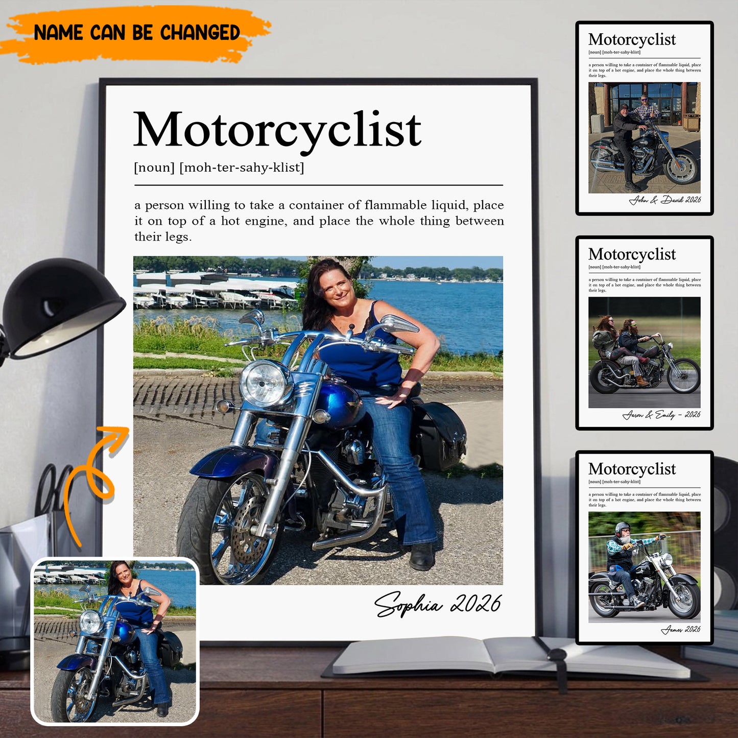 Personalized Motorcyclist Definition Photo Poster & Canvas